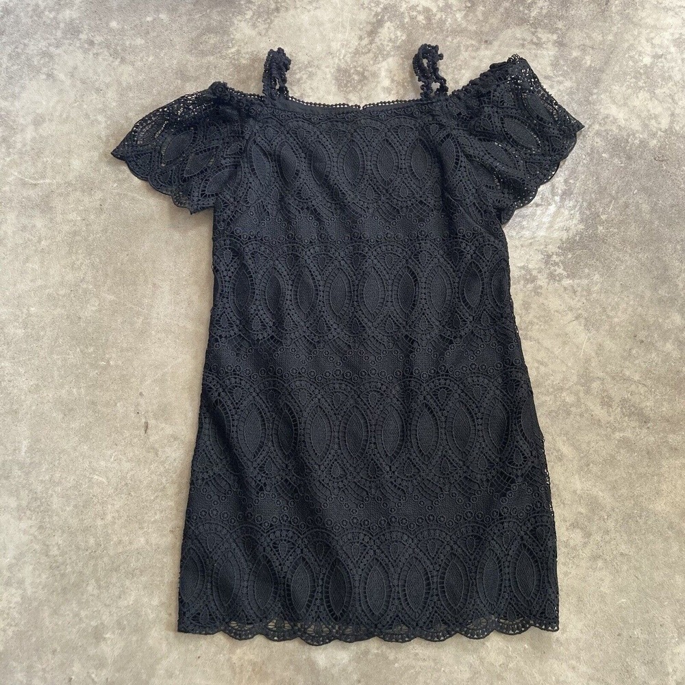 White House Black Market‎ Dress Womens Sz 6 Lace Shift Black Off The Shoulder
